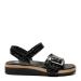 Women's sandal with adjustable velcro strap and buckle, Structured black