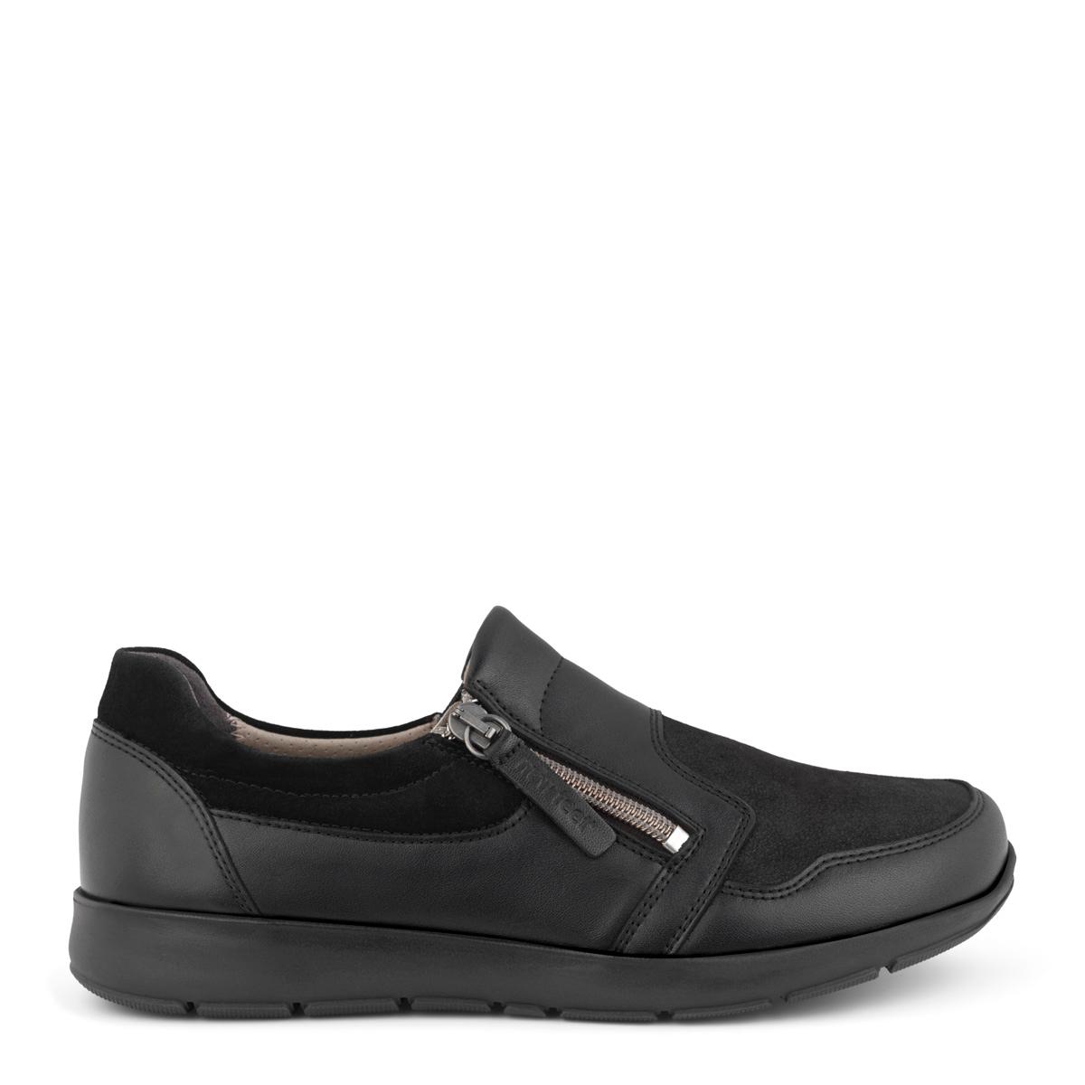 Loafers for women with elastic and zipper at the sides