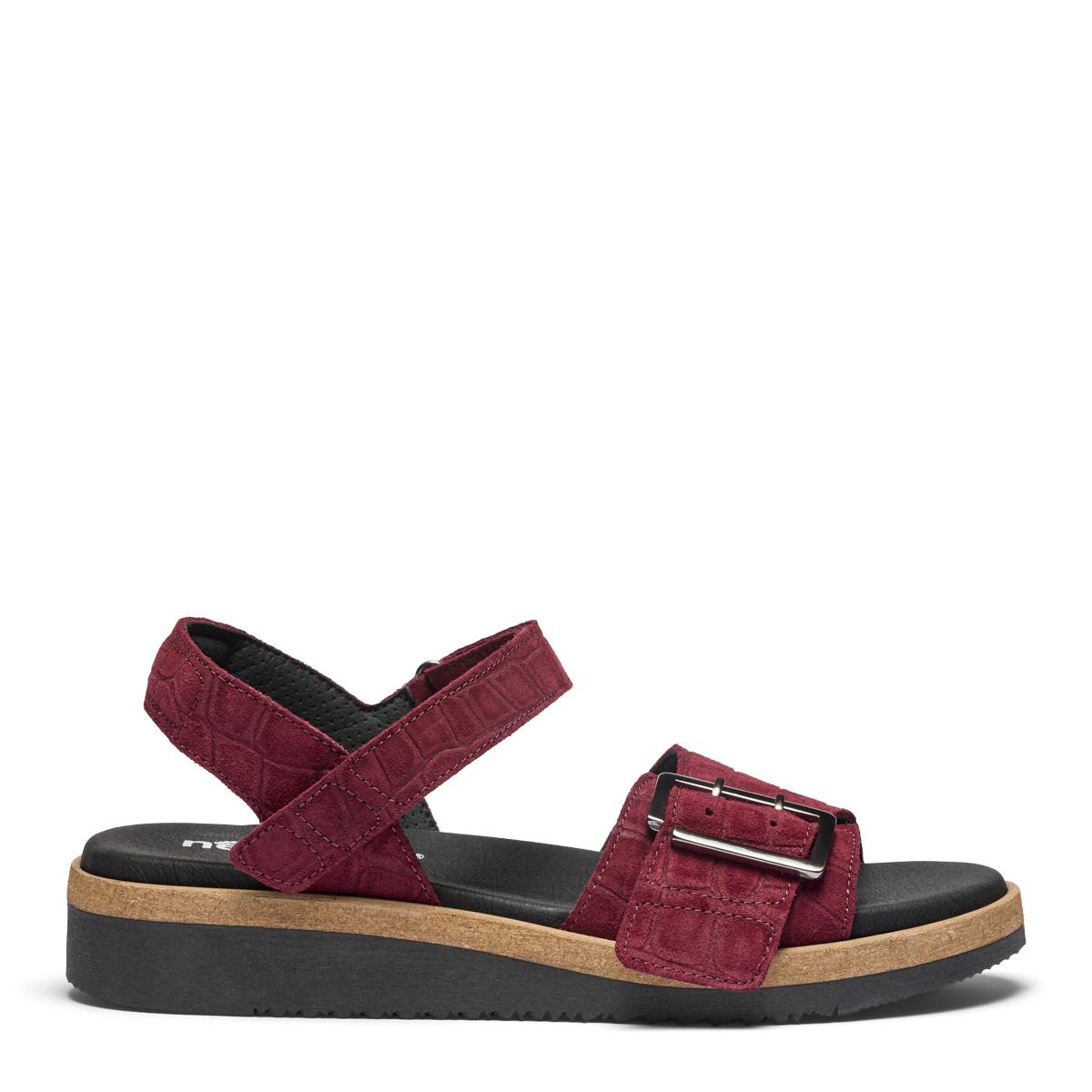 Women's sandal with adjustable velcro strap and buckle