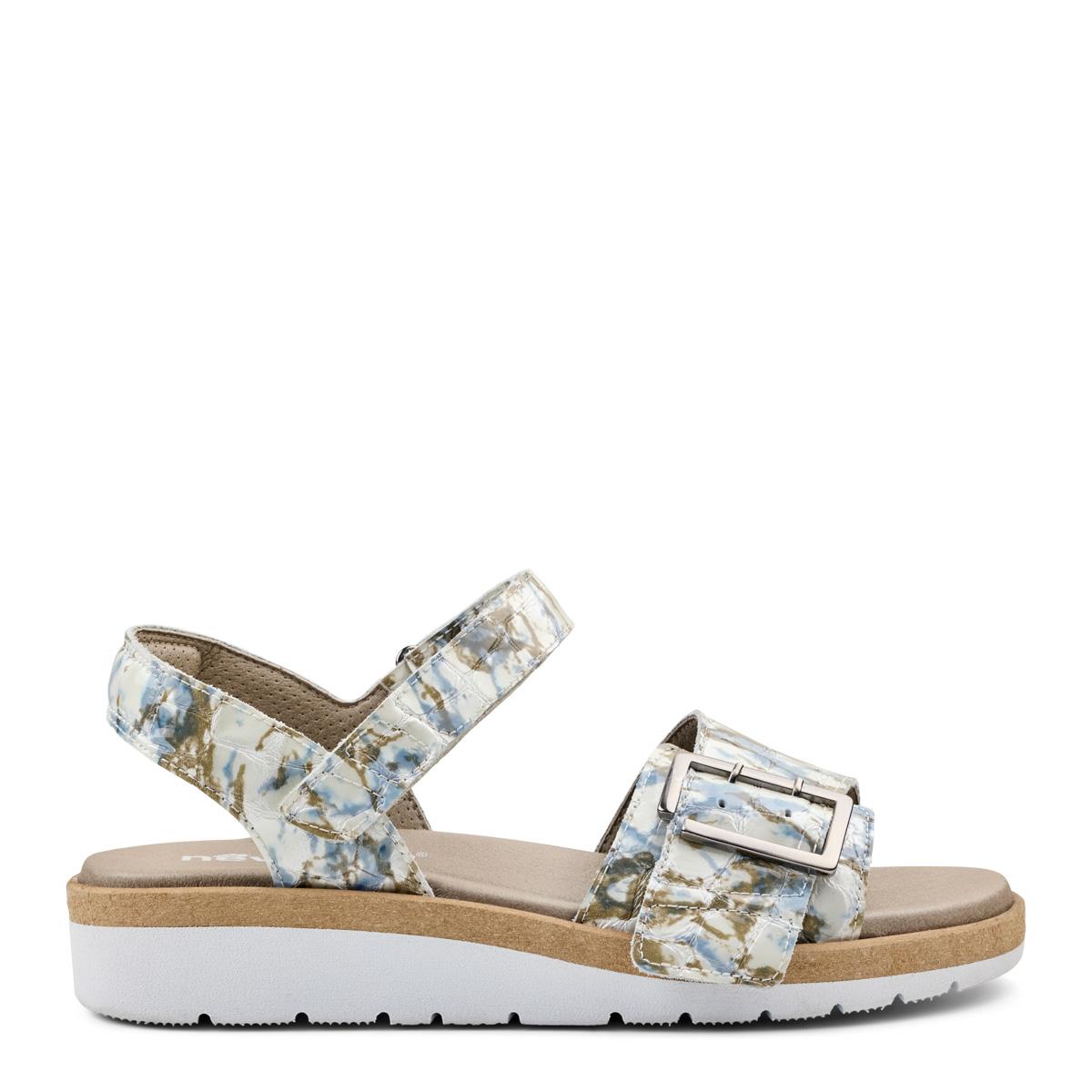 Women's sandal with adjustable velcro strap and buckle