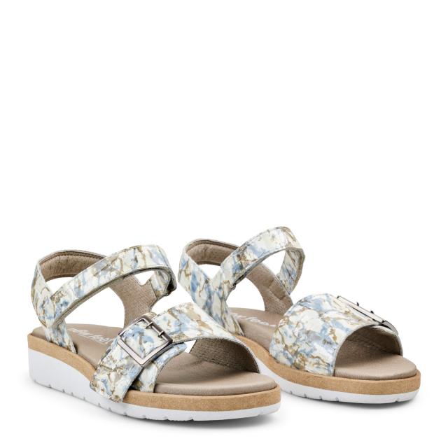 Women's sandal with adjustable velcro strap and buckle