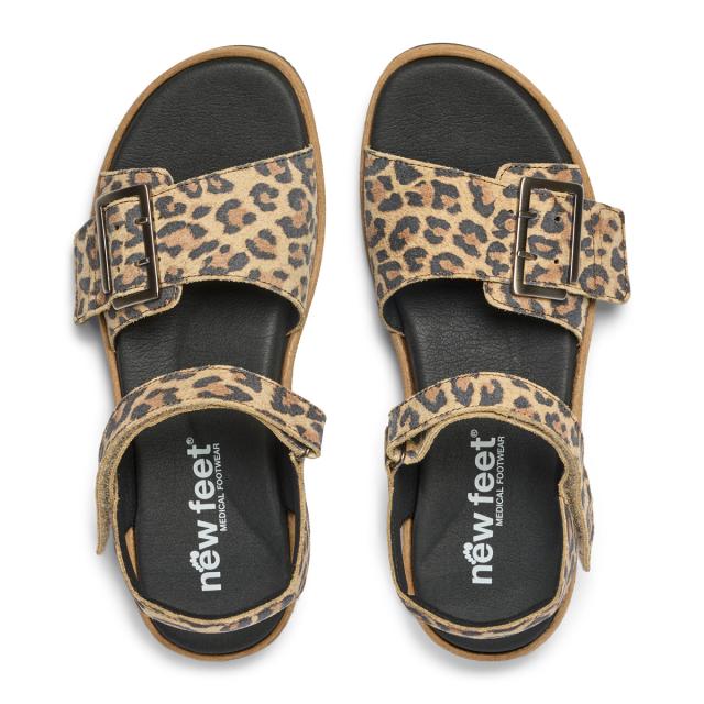 Women's sandal with adjustable velcro strap and buckle