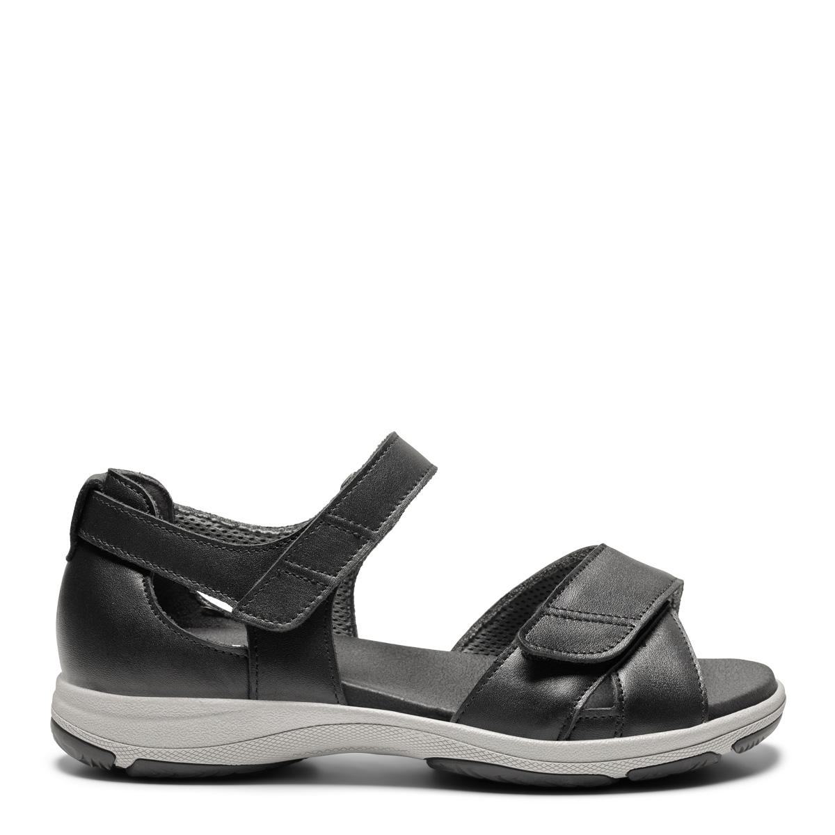 Sandal with adjustable velcro straps and half-open heel cap for women