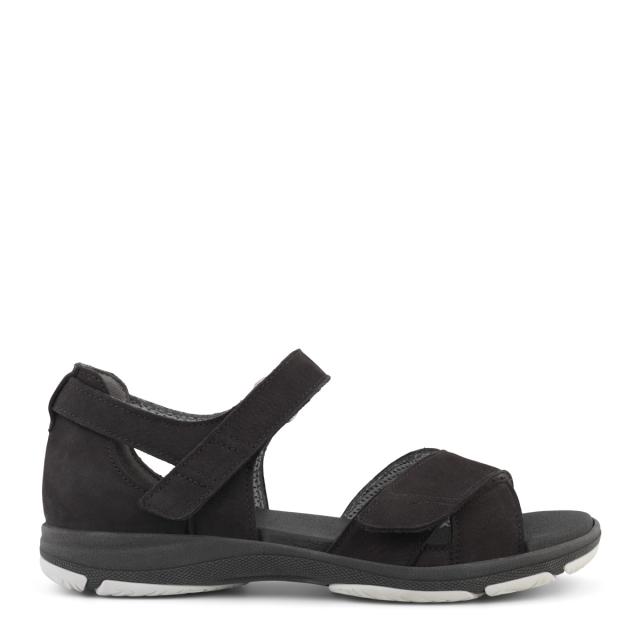 Sandal with adjustable velcro straps and half-open heel cap for women