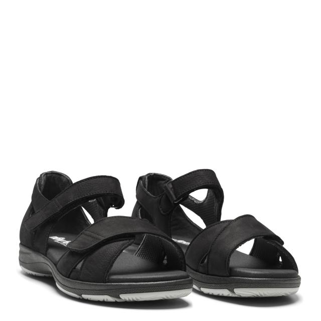 Sandal with adjustable velcro straps and half-open heel cap for women