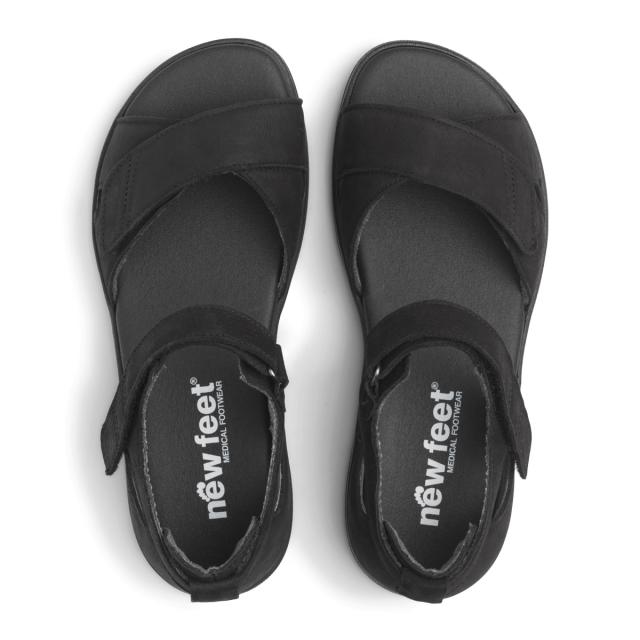 Sandal with adjustable velcro straps and half-open heel cap for women