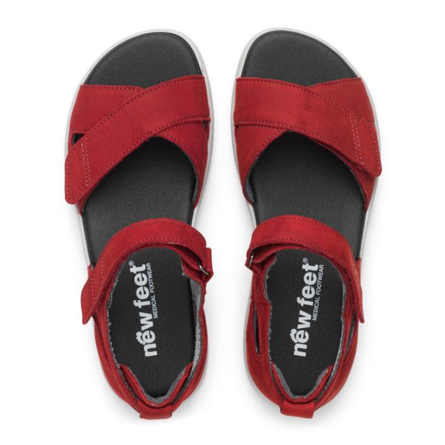 Sandal with adjustable velcro straps and half-open heel cap for women