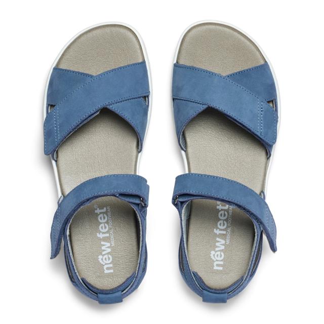 Sandal with adjustable velcro straps and half-open heel cap for women