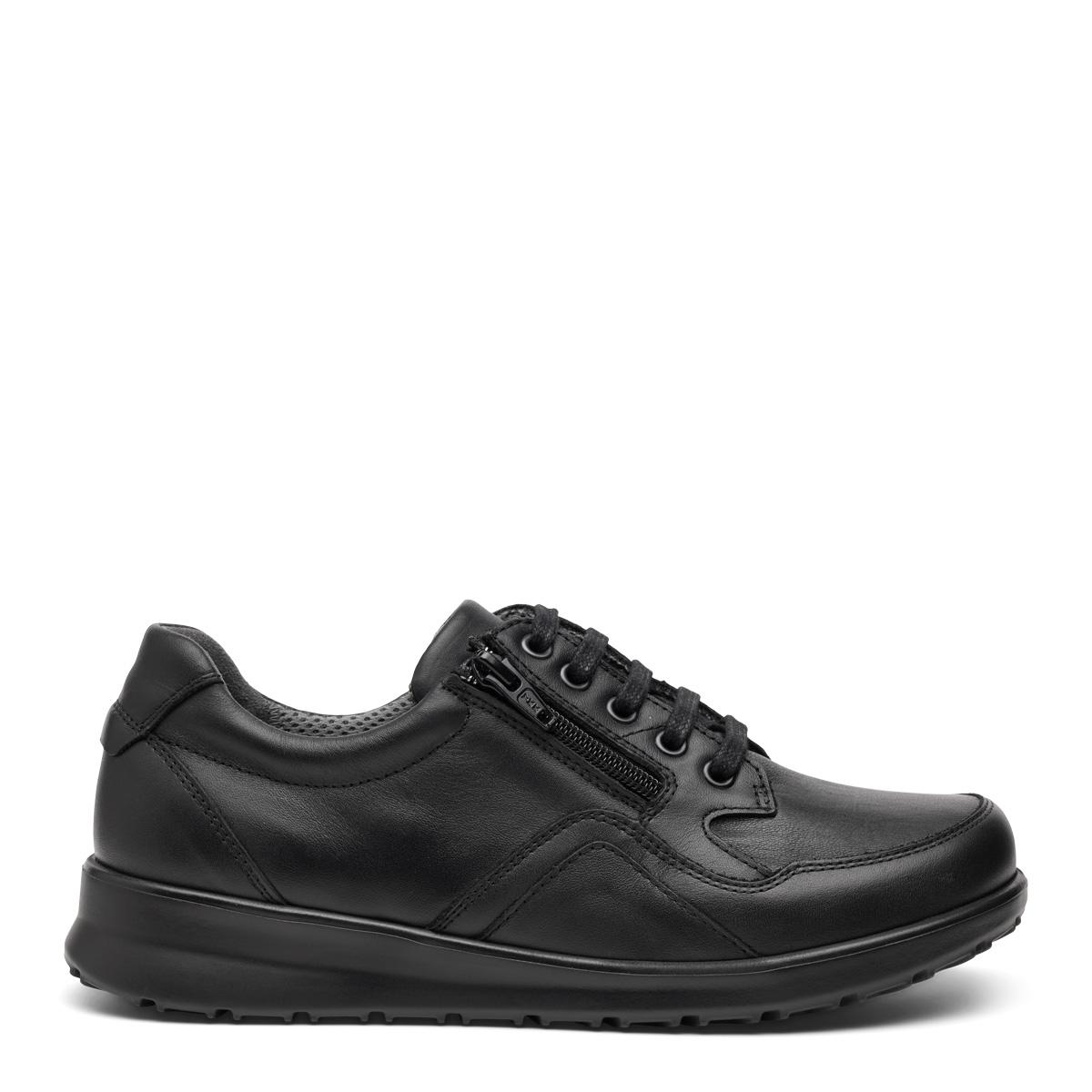 Sporty lace-up shoes with zipper closure - for women