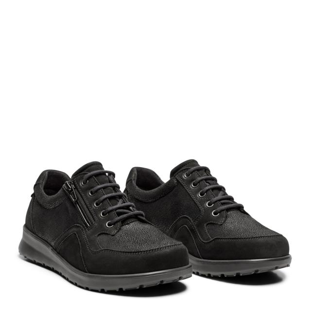 Sporty laced womens shoe with zipper