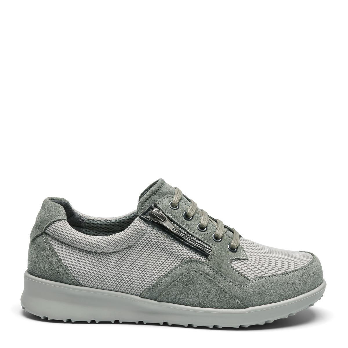 Sporty laced womens shoe with zipper