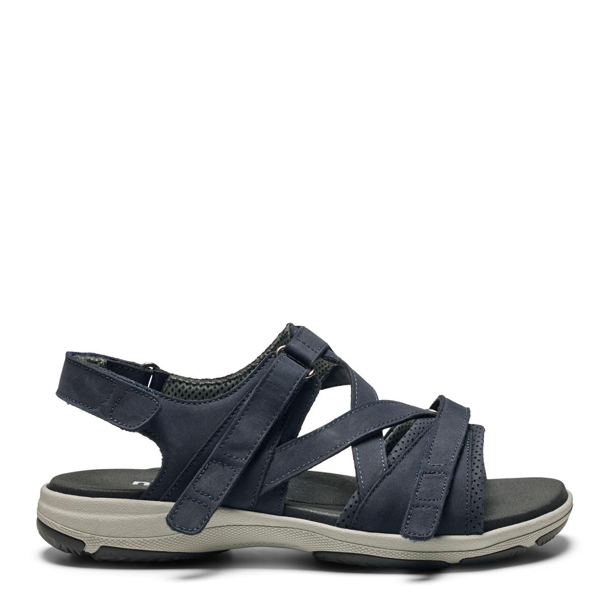 Sandal with adjustable heel strap and two velcro straps