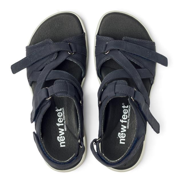 Sandal with adjustable heel strap and two velcro straps