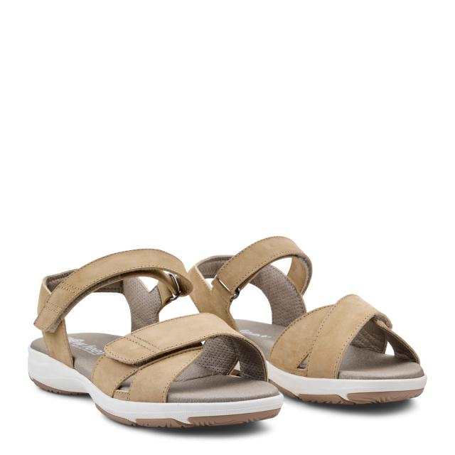 Women´s sandal with heel strap and two velcro straps