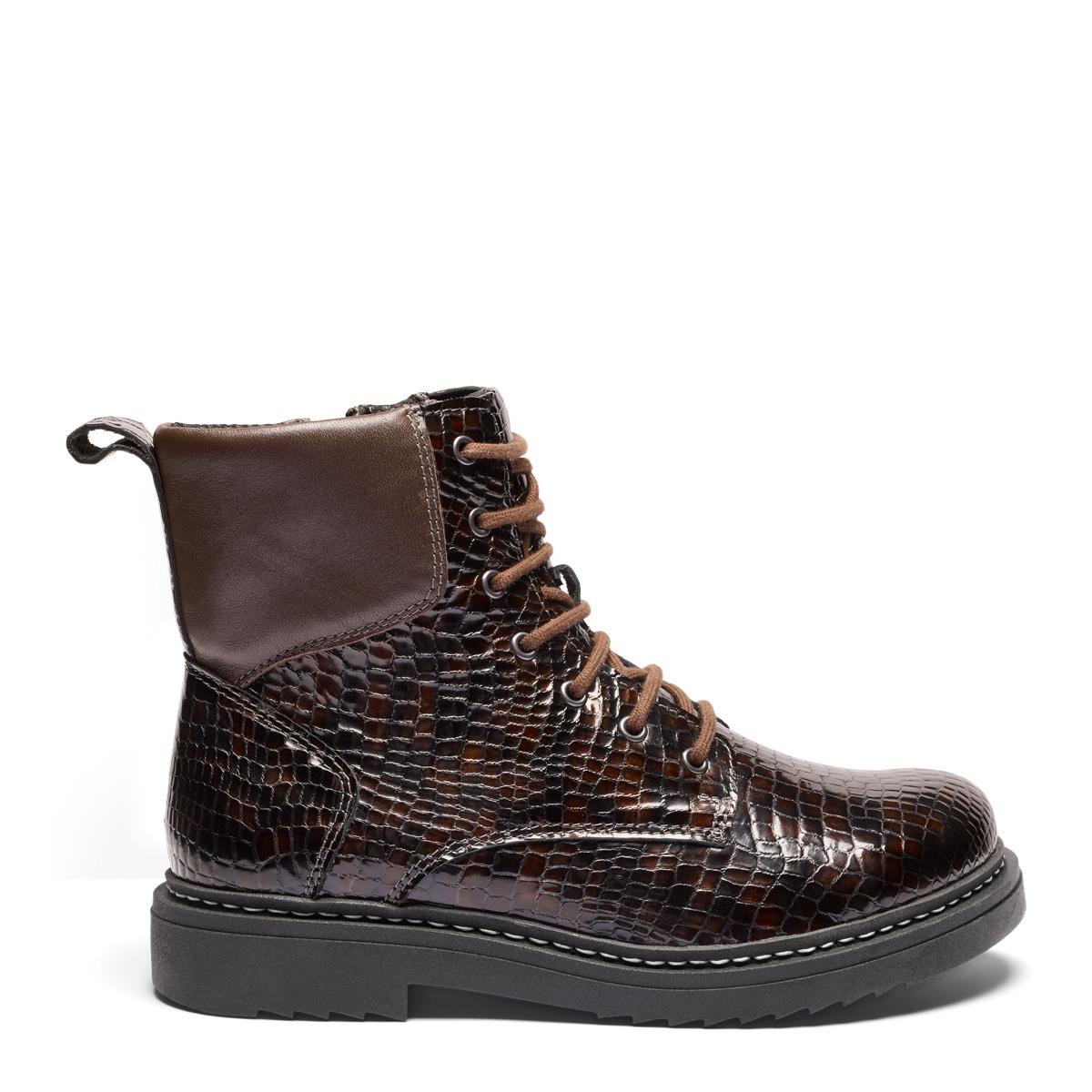 Lace-up boot with textilelining and zipper