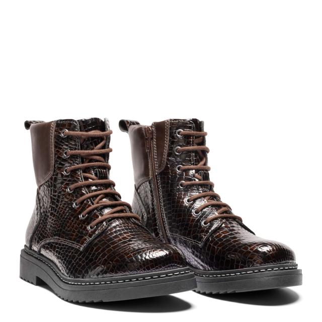 Lace-up boot with textilelining and zipper
