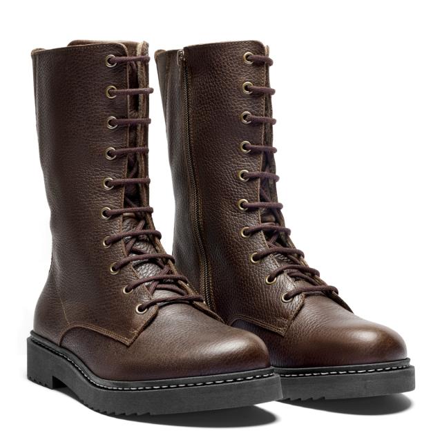 Long lace-up boot with zipper and Picos© lining