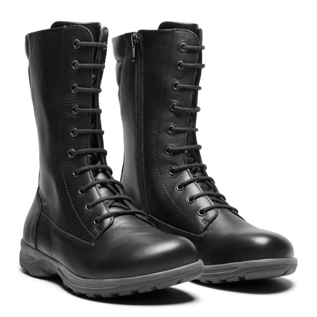 Long-shaft women's boot with zippers and laces
