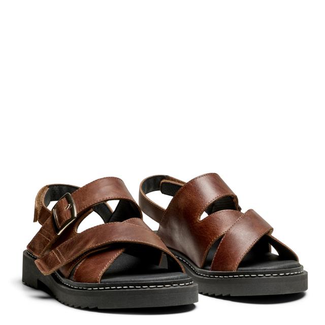 Women's sandal with two Velcro fastenings and an adjustable heel strap