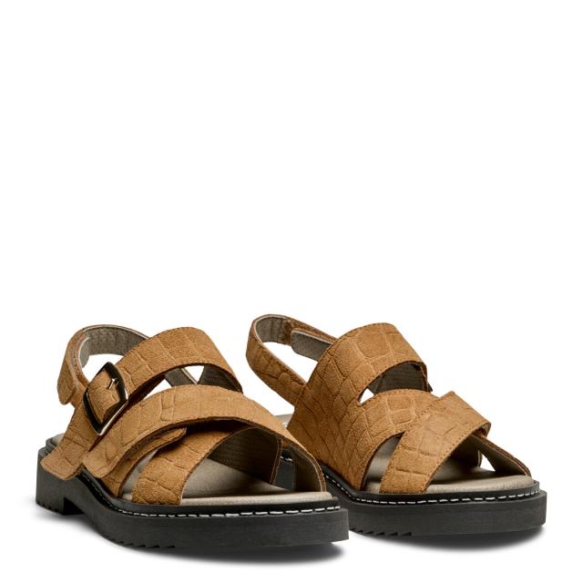 Women's sandal with two Velcro fastenings and an adjustable heel strap