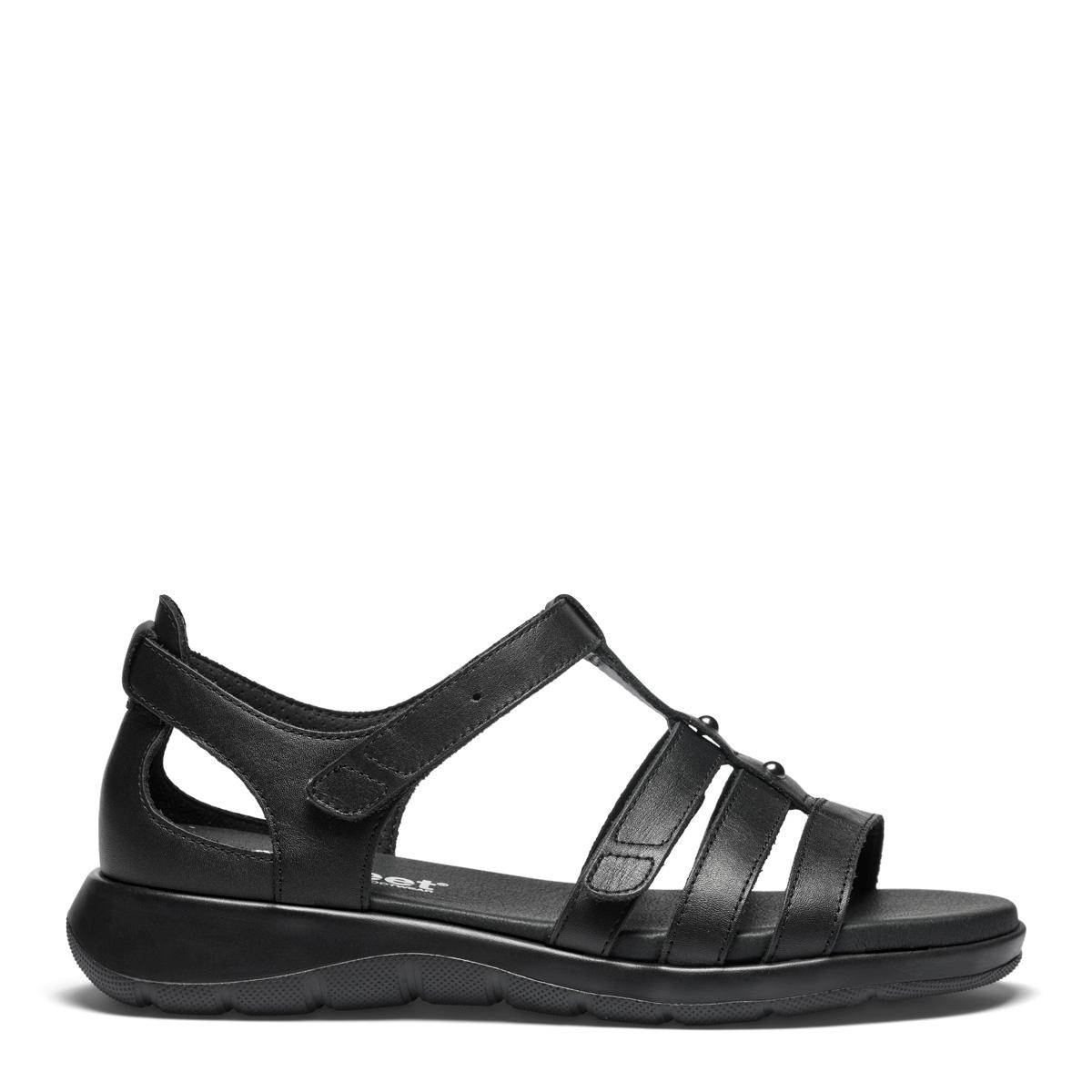 Women´s sandal with semi-open heel cap and two velcro straps
