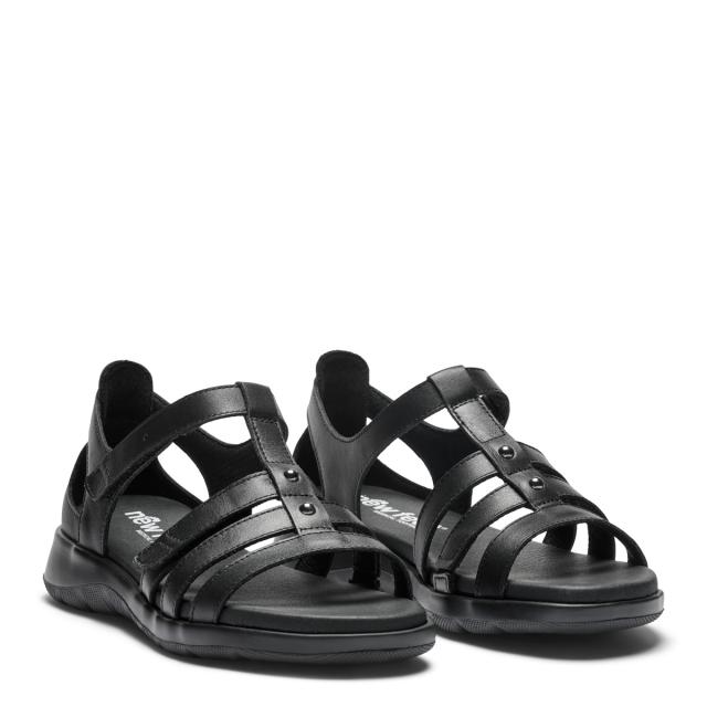 Women´s sandal with semi-open heel cap and two velcro straps