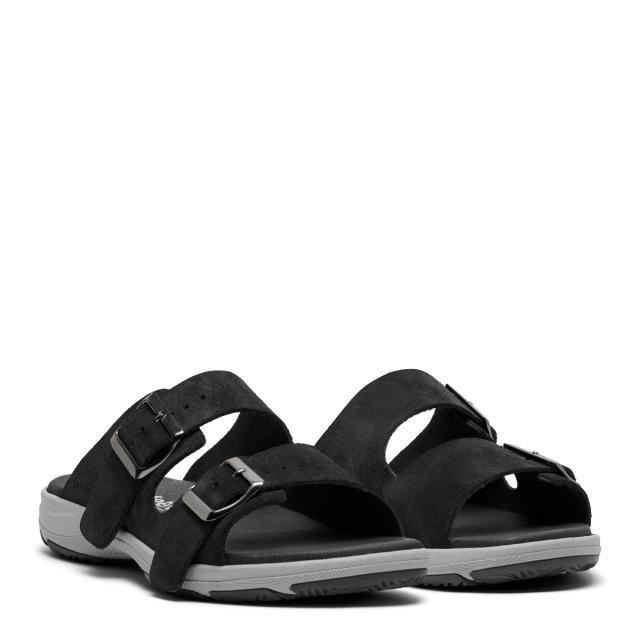 Slipper with sporty outer sole and two adjustable buckles