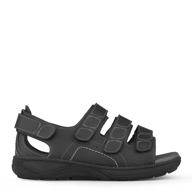 Men's sandal with three adjustable velcro straps and heel counter