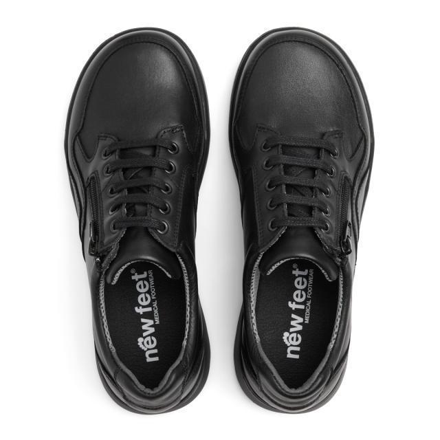 Sporty lace-up shoes with zipper closure - for women
