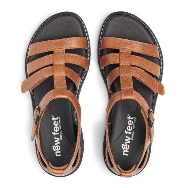 Women's sandal with half-open heel cap and two adjustable straps