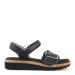 Women's sandal with adjustable velcro strap and buckle, Black
