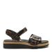 Women's sandal with adjustable velcro strap and buckle, Brown