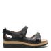 Women´s sandal with two adjustable velcro straps and half-open heel cap, Black