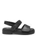 Womens sandal with two velcro and adjustable heel strap, Black