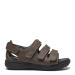 Men's sandal with three adjustable velcro straps and heel counter, Brown